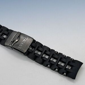 Genuine INVICTA Sea Spider 26mm Watch BRACELET Band BLACK Poly & Gunmetal Pin